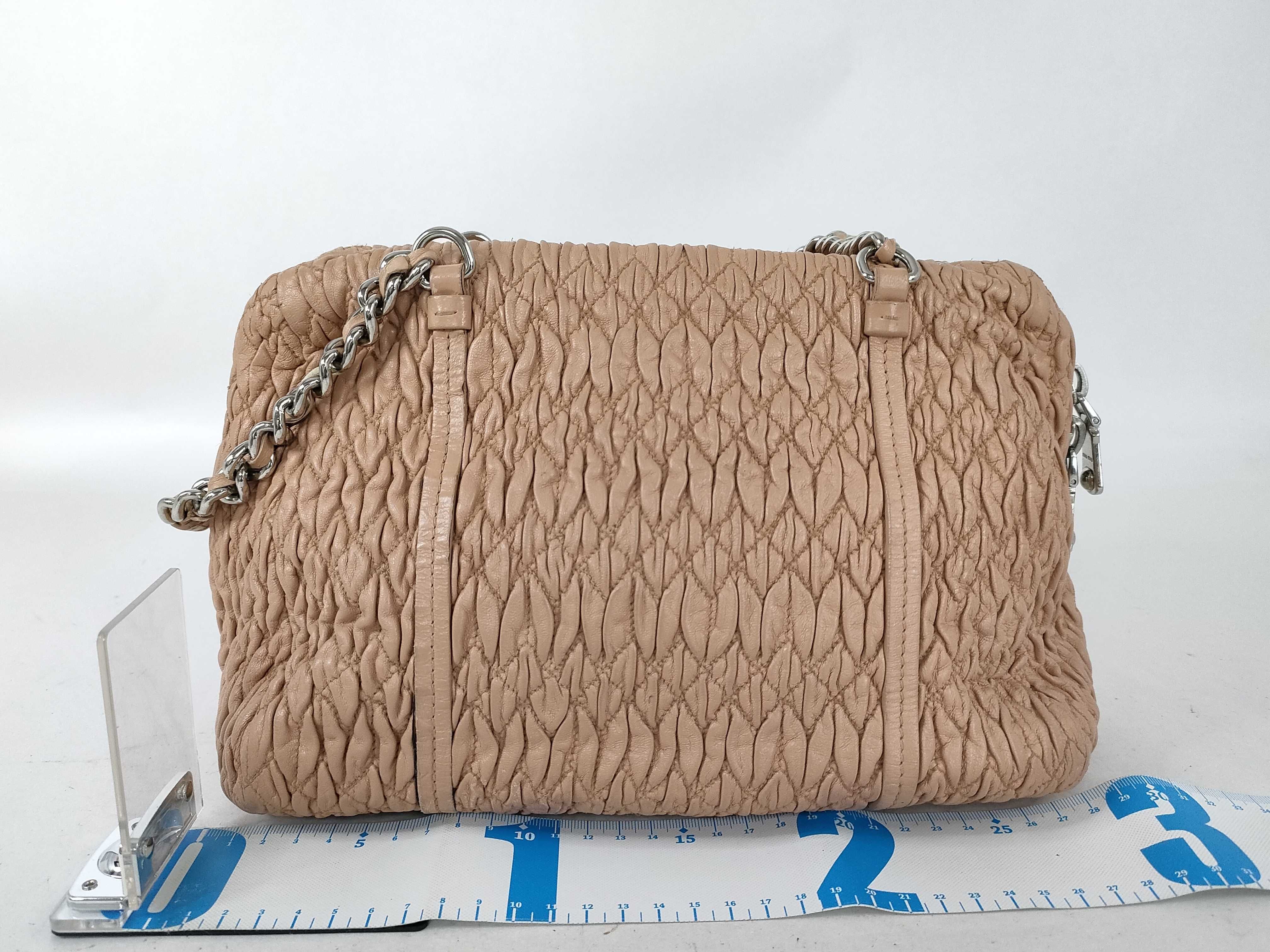 Gathered Chain Bag, Beige Shoulder Bag — view 2
