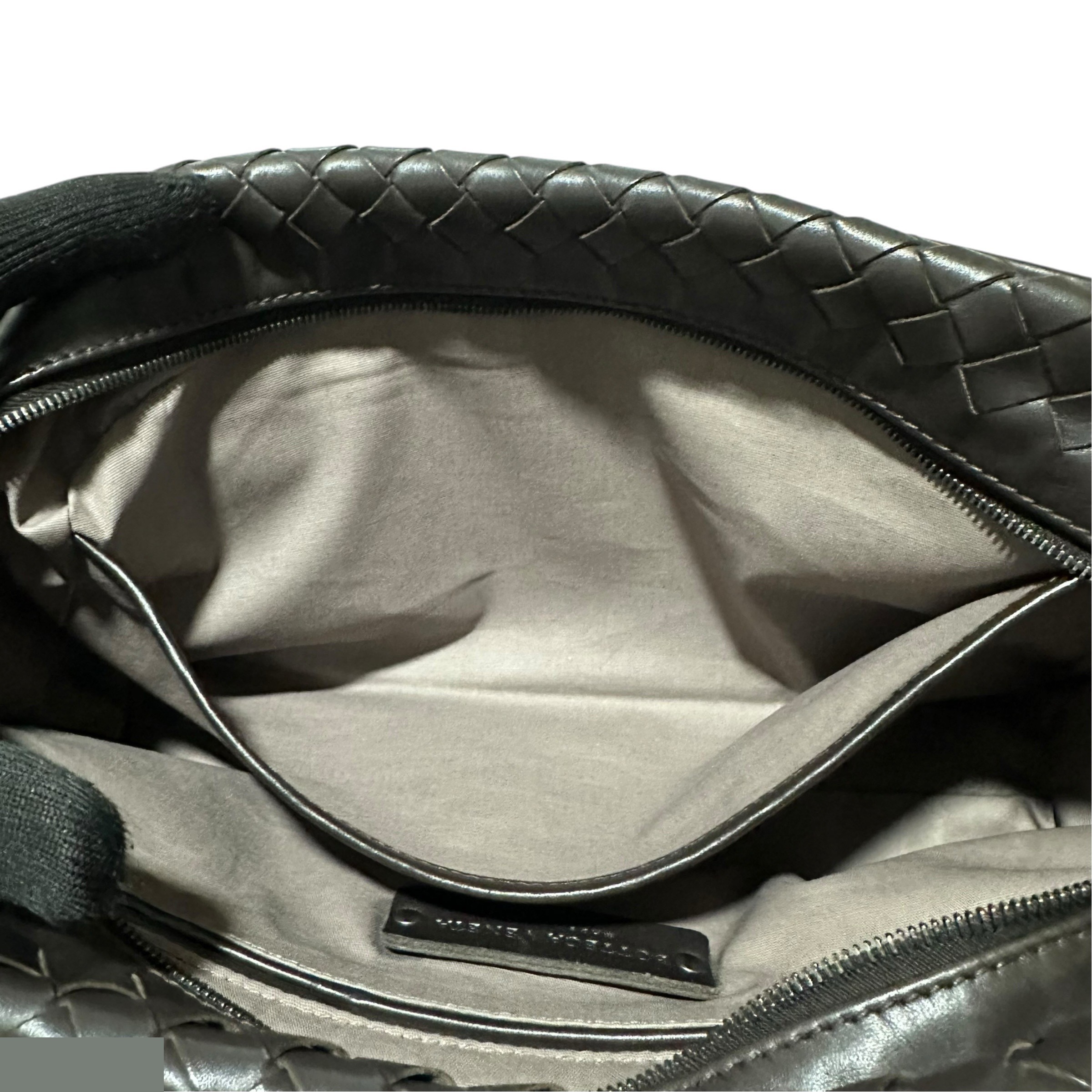 Clutch bag, handbag, intrecciato leather, brown — view 12
