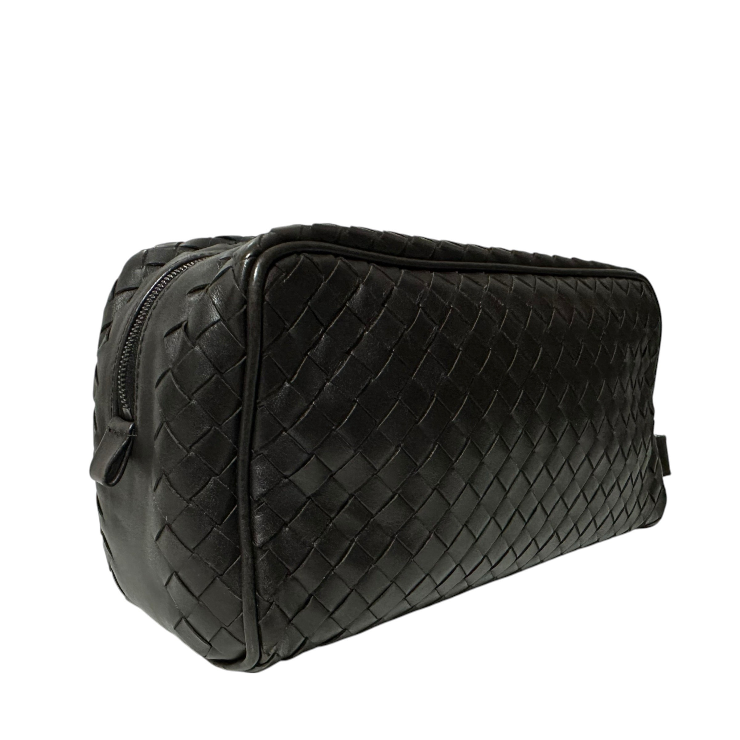 Clutch bag, handbag, intrecciato leather, brown — view 5