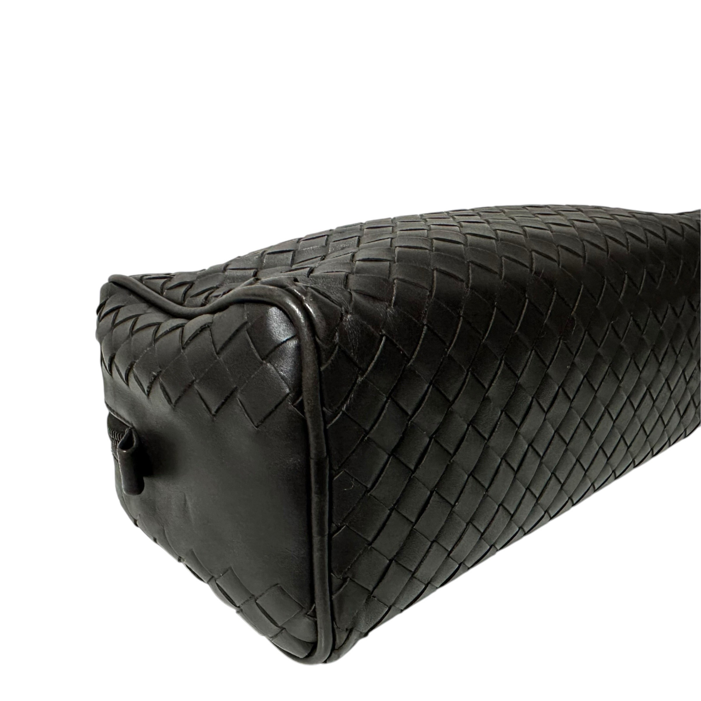 Clutch bag, handbag, intrecciato leather, brown — view 6