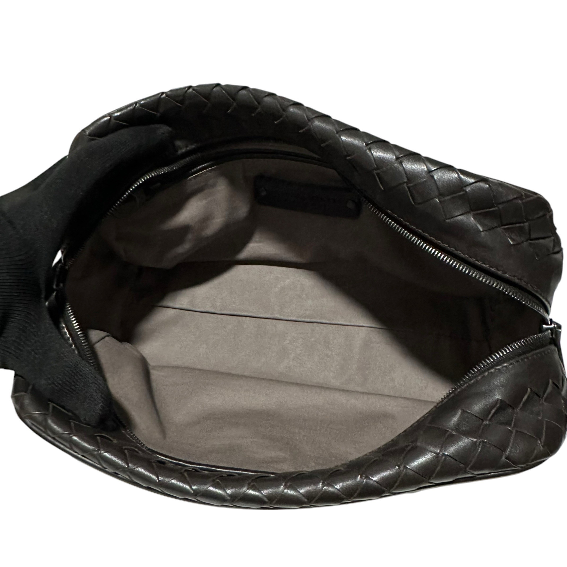 Clutch bag, handbag, intrecciato leather, brown — view 10