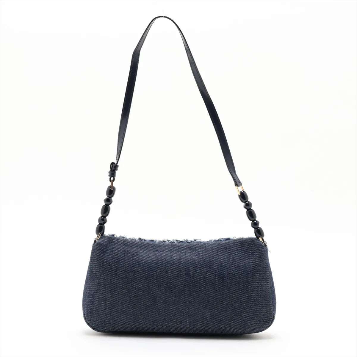 Maris Pearl Denim x Leather Shoulder Bag, Blue — view 2