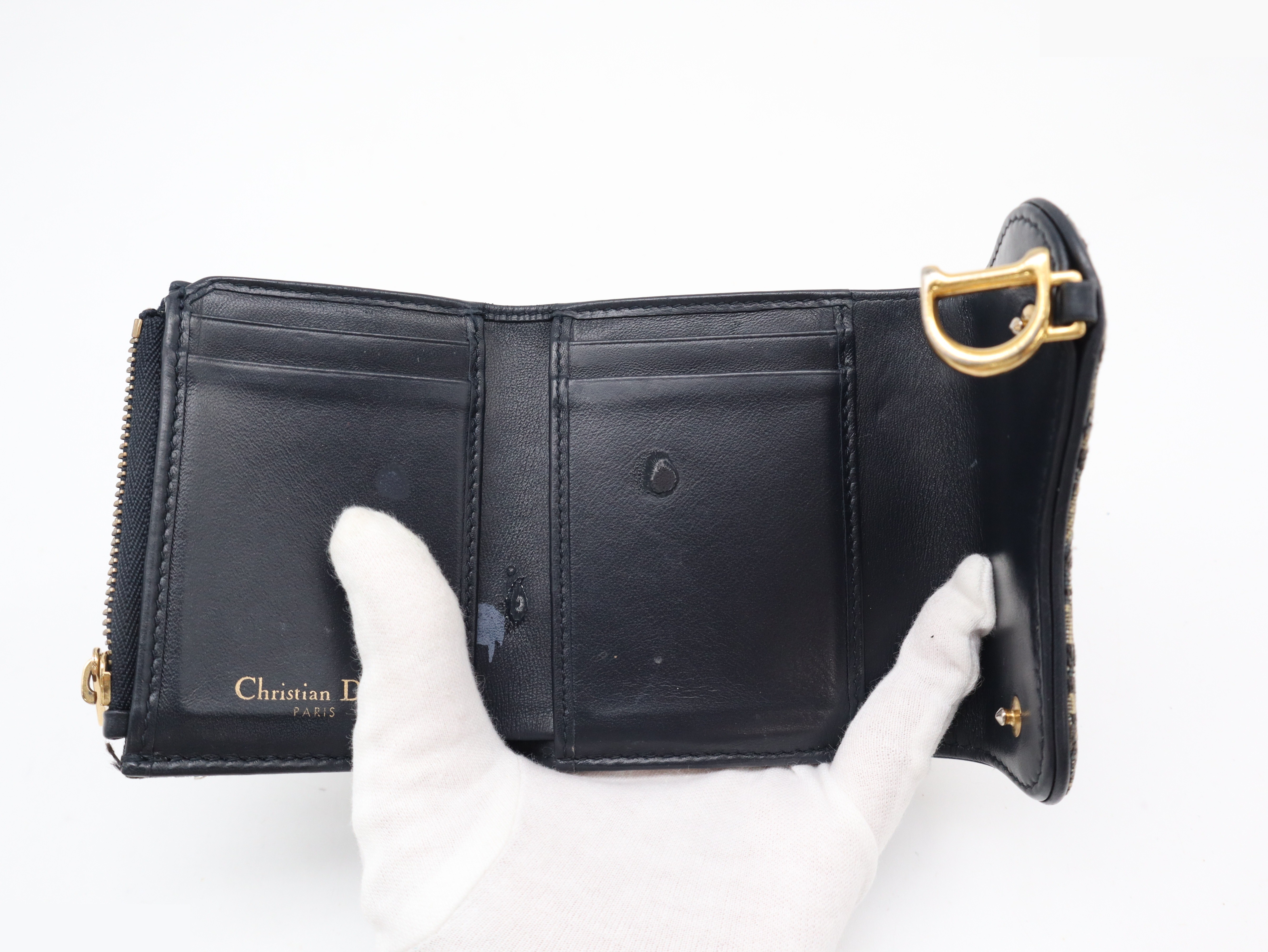 Trotter Saddle Oblique Compact Wallet Canvas Leather — view 7