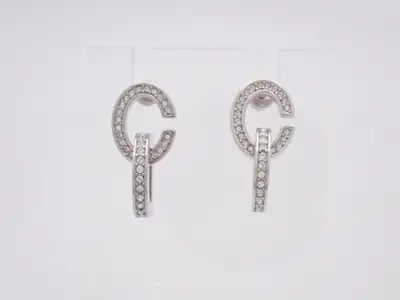 CD logo rhinestone swing earrings