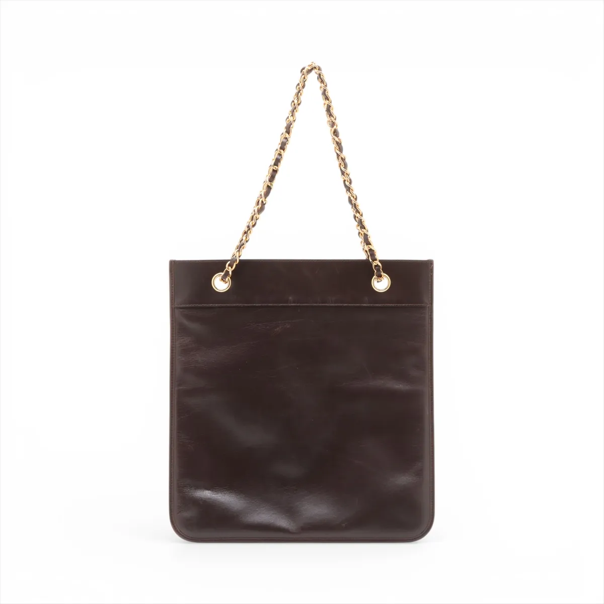 Cocomark leather chain tote bag brown gold hardware — view 2