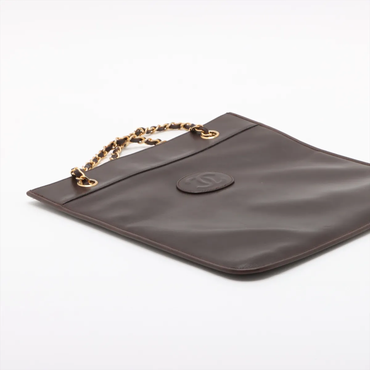 Cocomark leather chain tote bag brown gold hardware — view 4