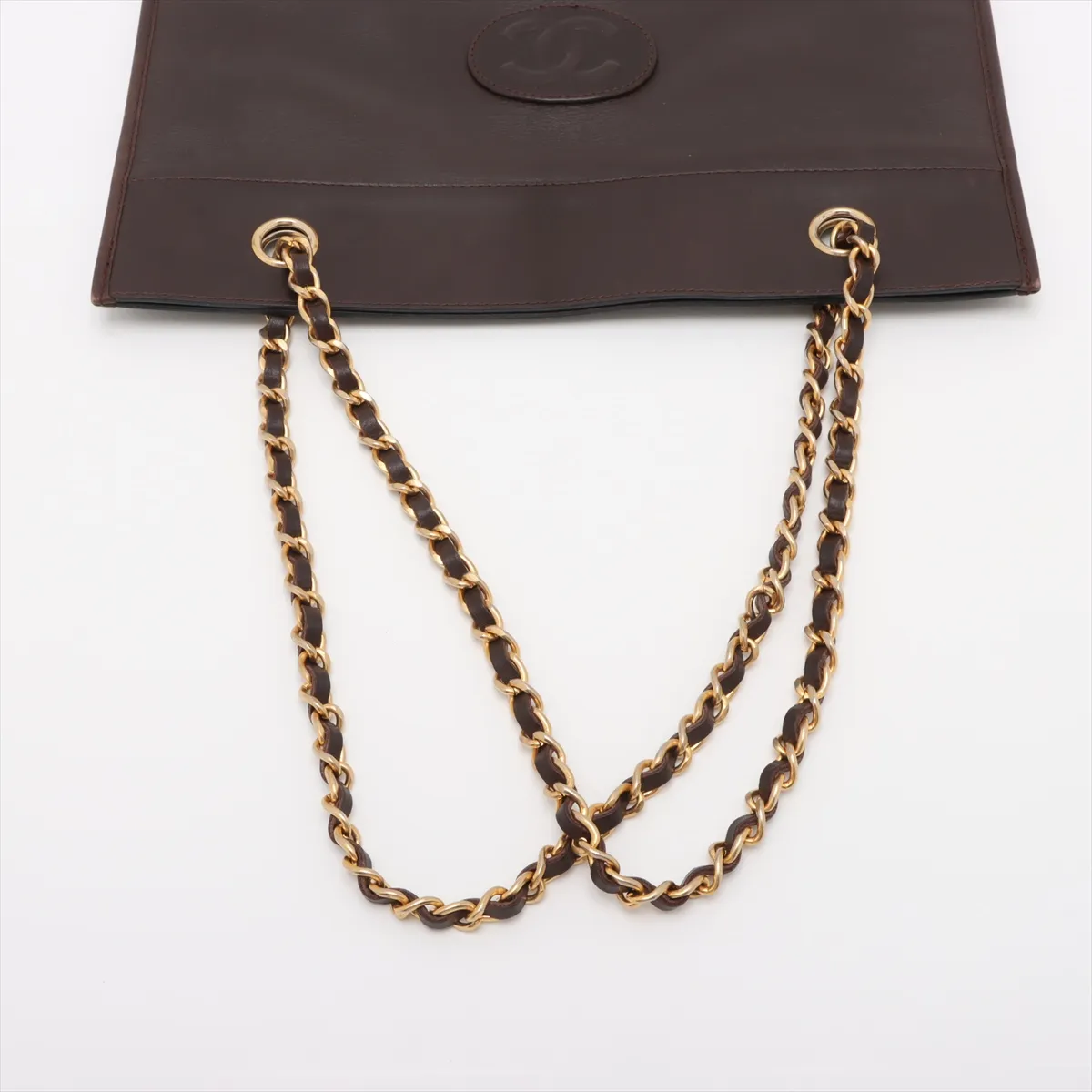 Cocomark leather chain tote bag brown gold hardware — view 5