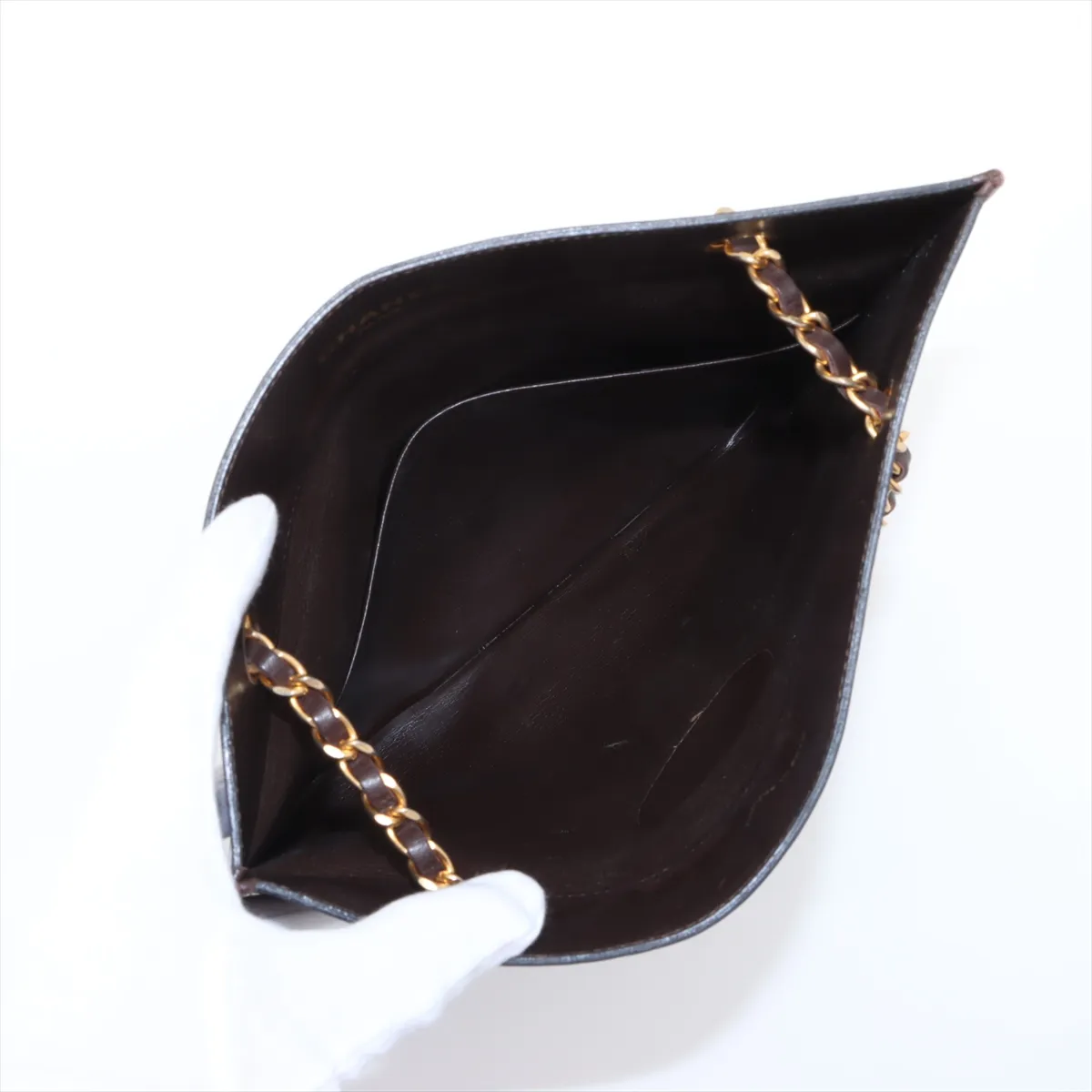 Cocomark leather chain tote bag brown gold hardware — view 7
