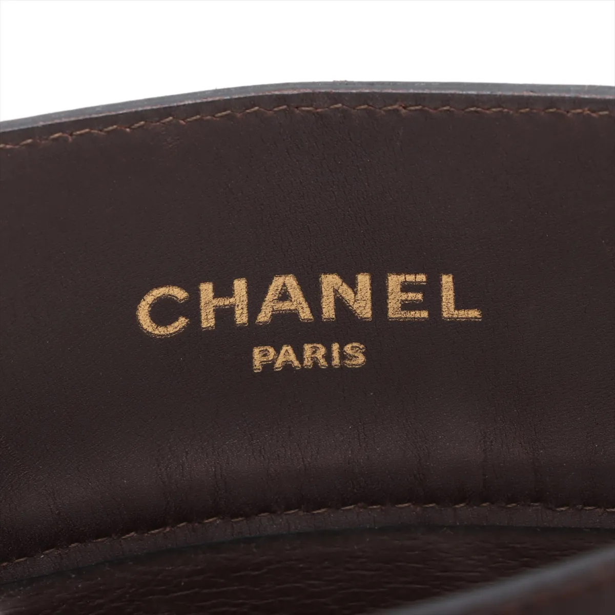 Cocomark leather chain tote bag brown gold hardware — view 9