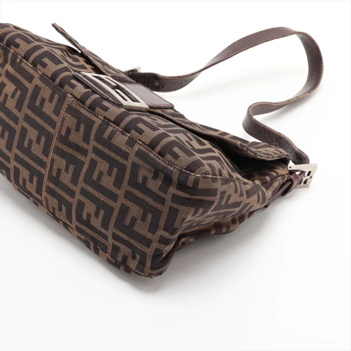 Zucca Mamma Bucket Canvas x Leather Shoulder Bag, Brown — view 3