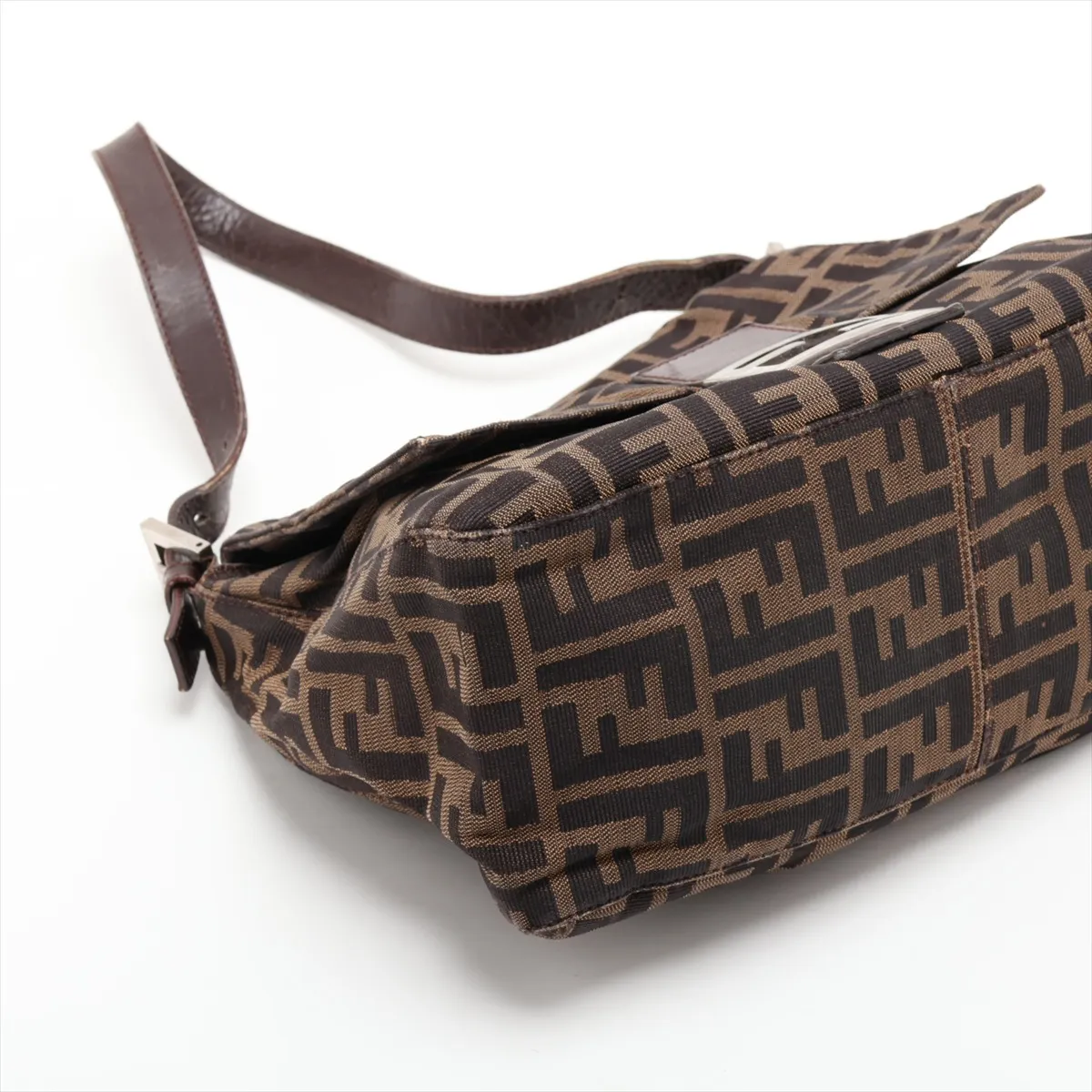 Zucca Mamma Bucket Canvas x Leather Shoulder Bag, Brown — view 4
