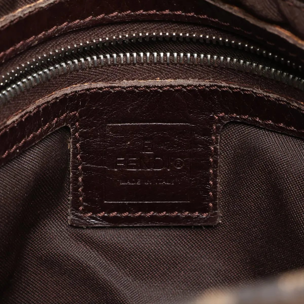 Zucca Mamma Bucket Canvas x Leather Shoulder Bag, Brown — view 9