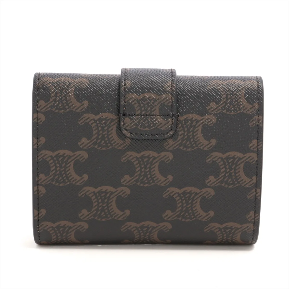 Triomphe Fine Strap Wallet Leather Compact Wallet Brown — view 2