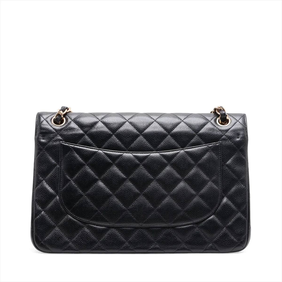 Large Matelassé 30 Caviar Skin Double Flap Double Chain Bag, Black with Gold Hardware, 19643429, Serial Number 19-series, A58600 — view 2