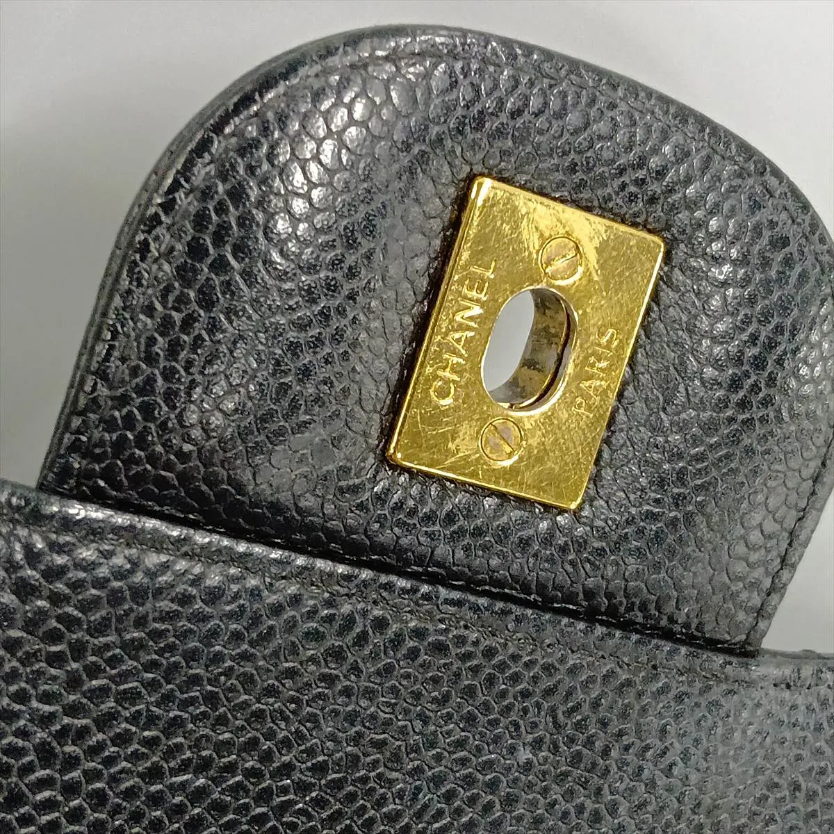 Large Matelassé 30 Caviar Skin Double Flap Double Chain Bag, Black with Gold Hardware, 19643429, Serial Number 19-series, A58600 — view 13