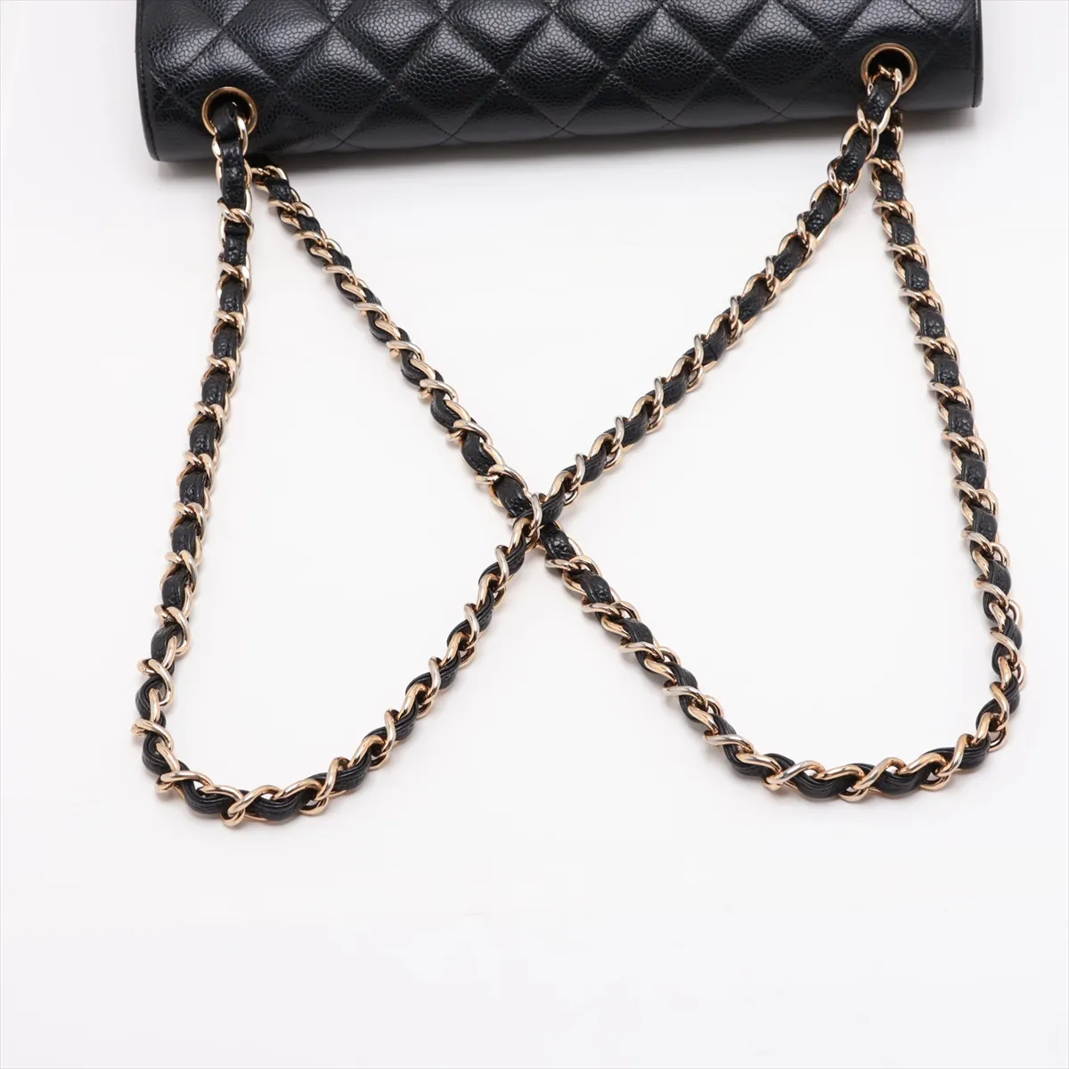 Large Matelassé 30 Caviar Skin Double Flap Double Chain Bag, Black with Gold Hardware, 19643429, Serial Number 19-series, A58600 — view 5