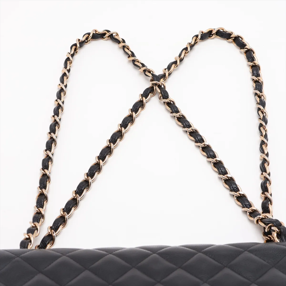 Large Matelassé 30 Caviar Skin Double Flap Double Chain Bag, Black with Gold Hardware, 19643429, Serial Number 19-series, A58600 — view 6