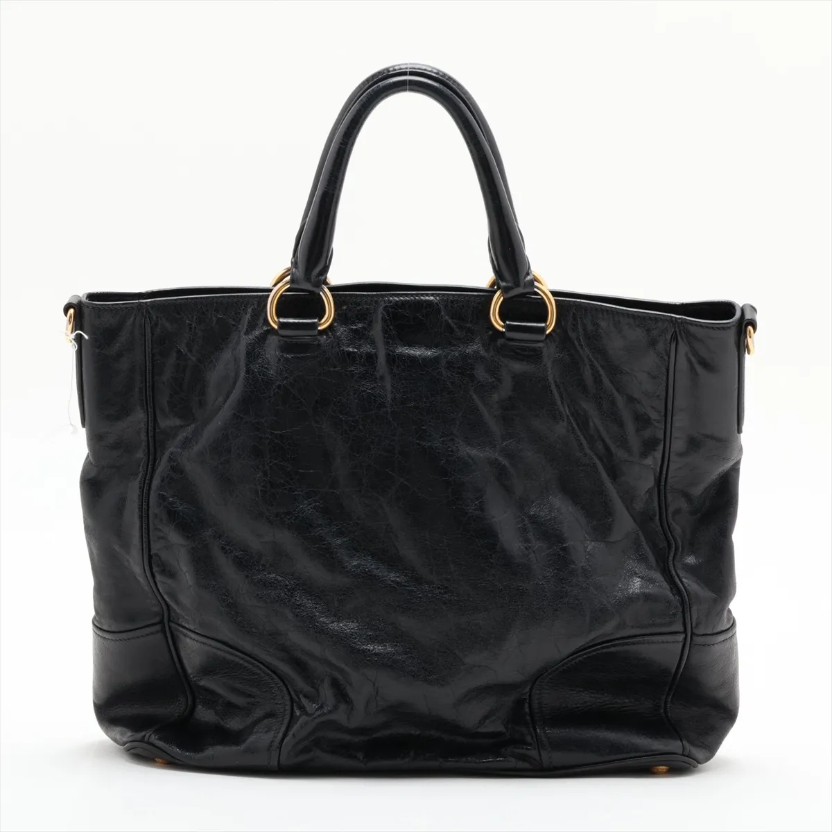 Leather Tote Bag, Black — view 2