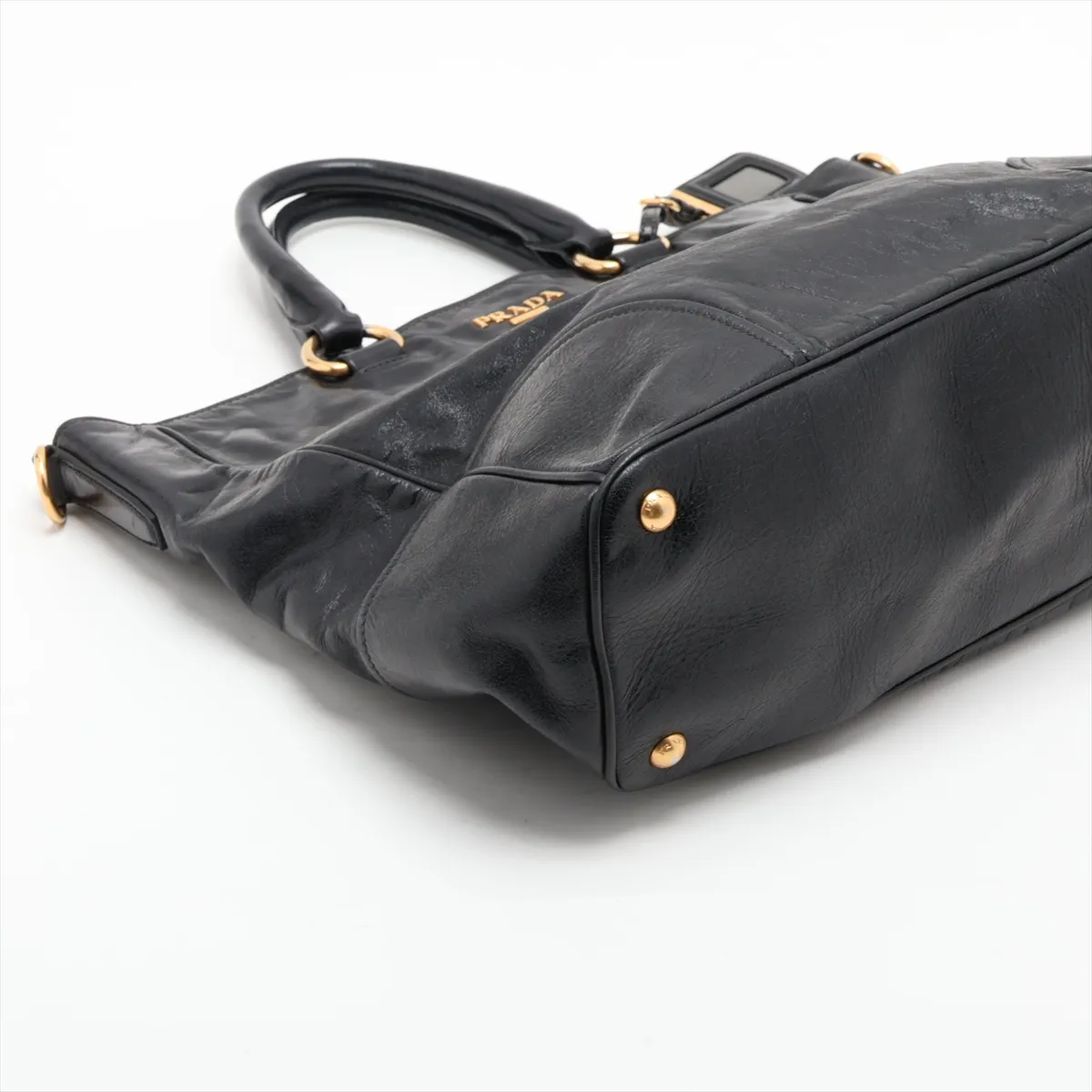 Leather Tote Bag, Black — view 4