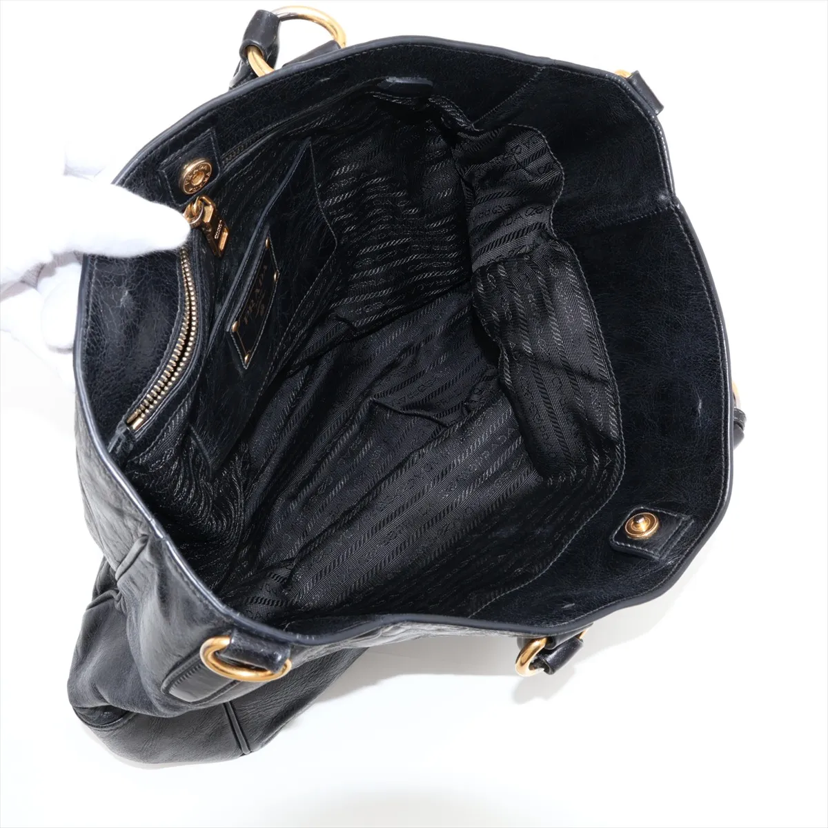 Leather Tote Bag, Black — view 7