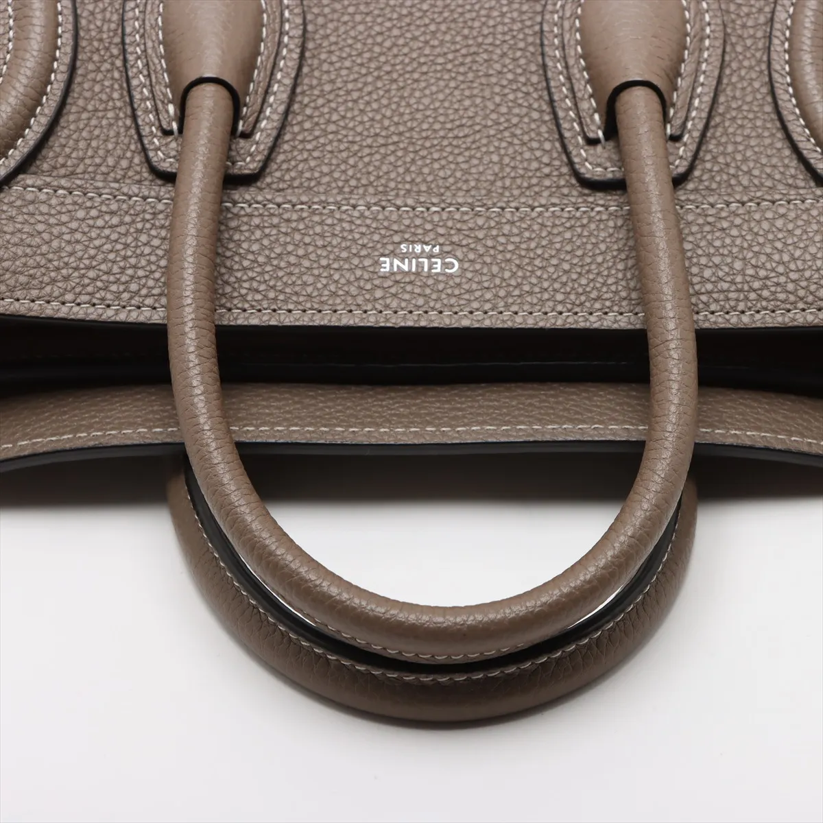 Luggage Nano Shopper Leather 2-Way Handbag, Beige — view 5