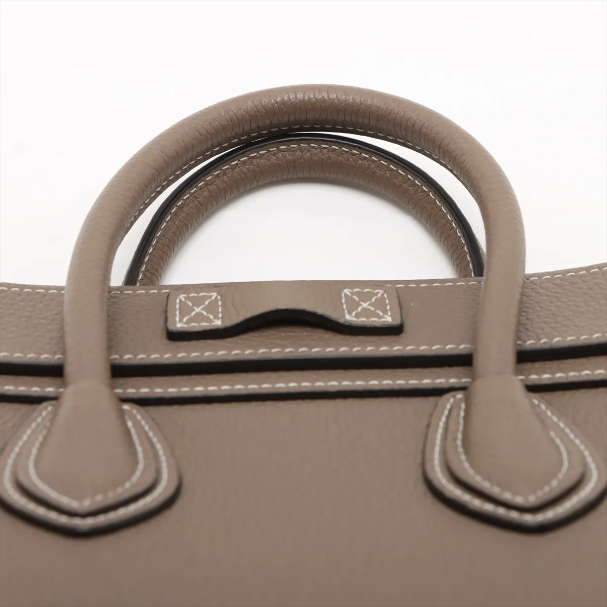 Luggage Nano Shopper Leather 2-Way Handbag, Beige — view 6