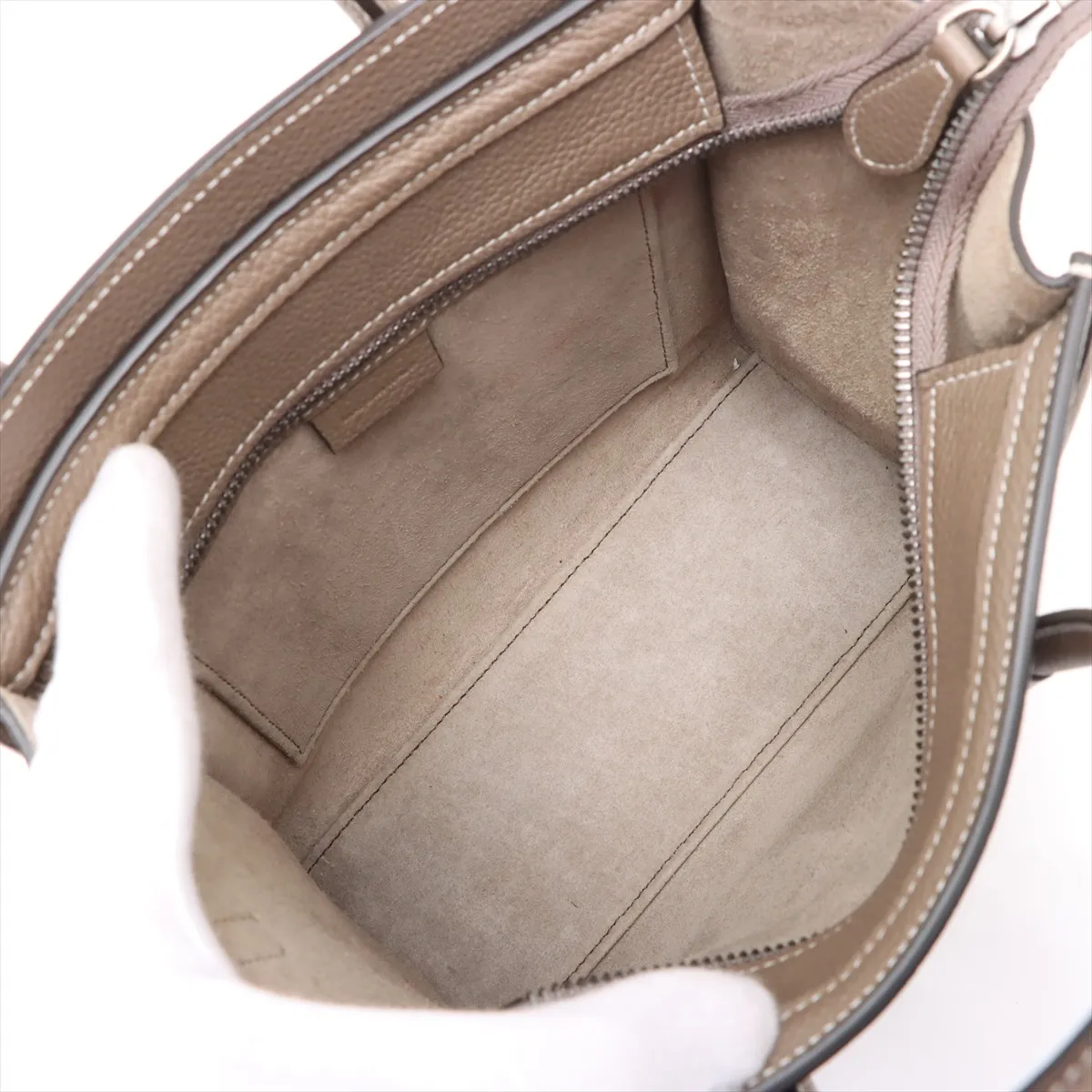 Luggage Nano Shopper Leather 2-Way Handbag, Beige — view 8