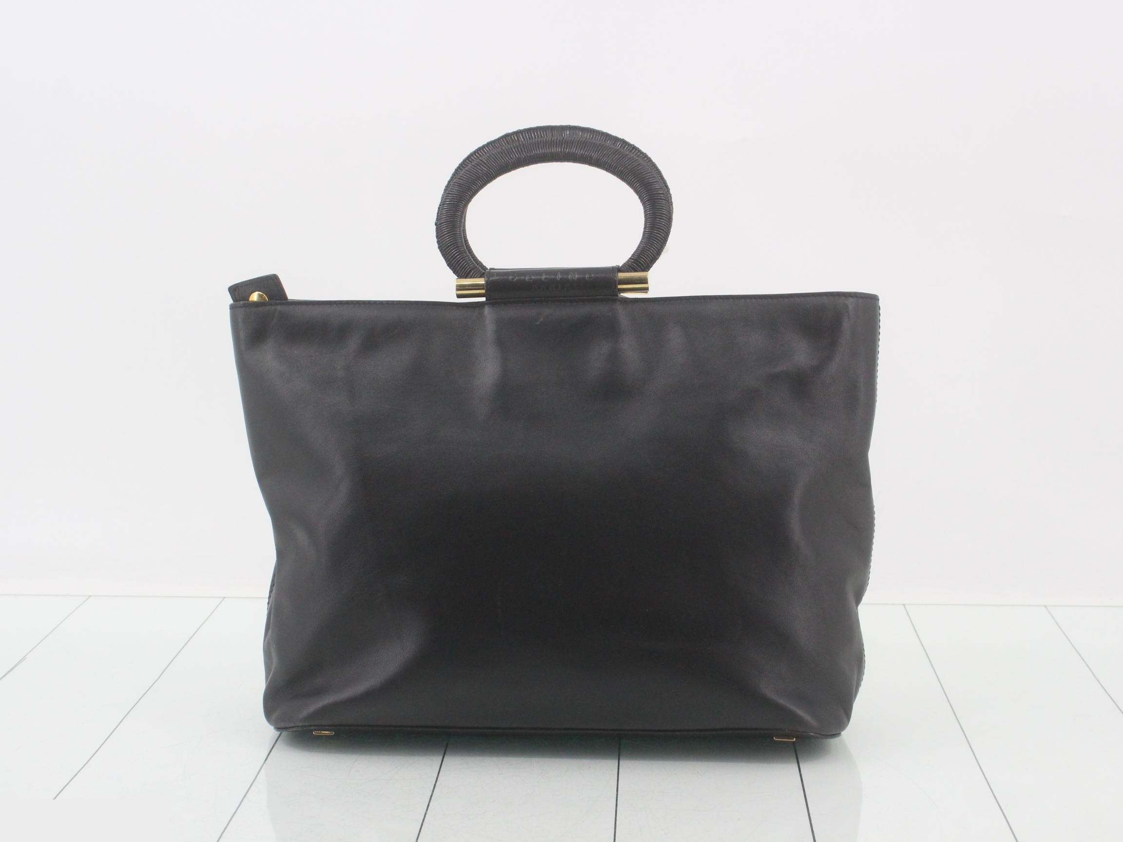 Leather handbag, black — view 2