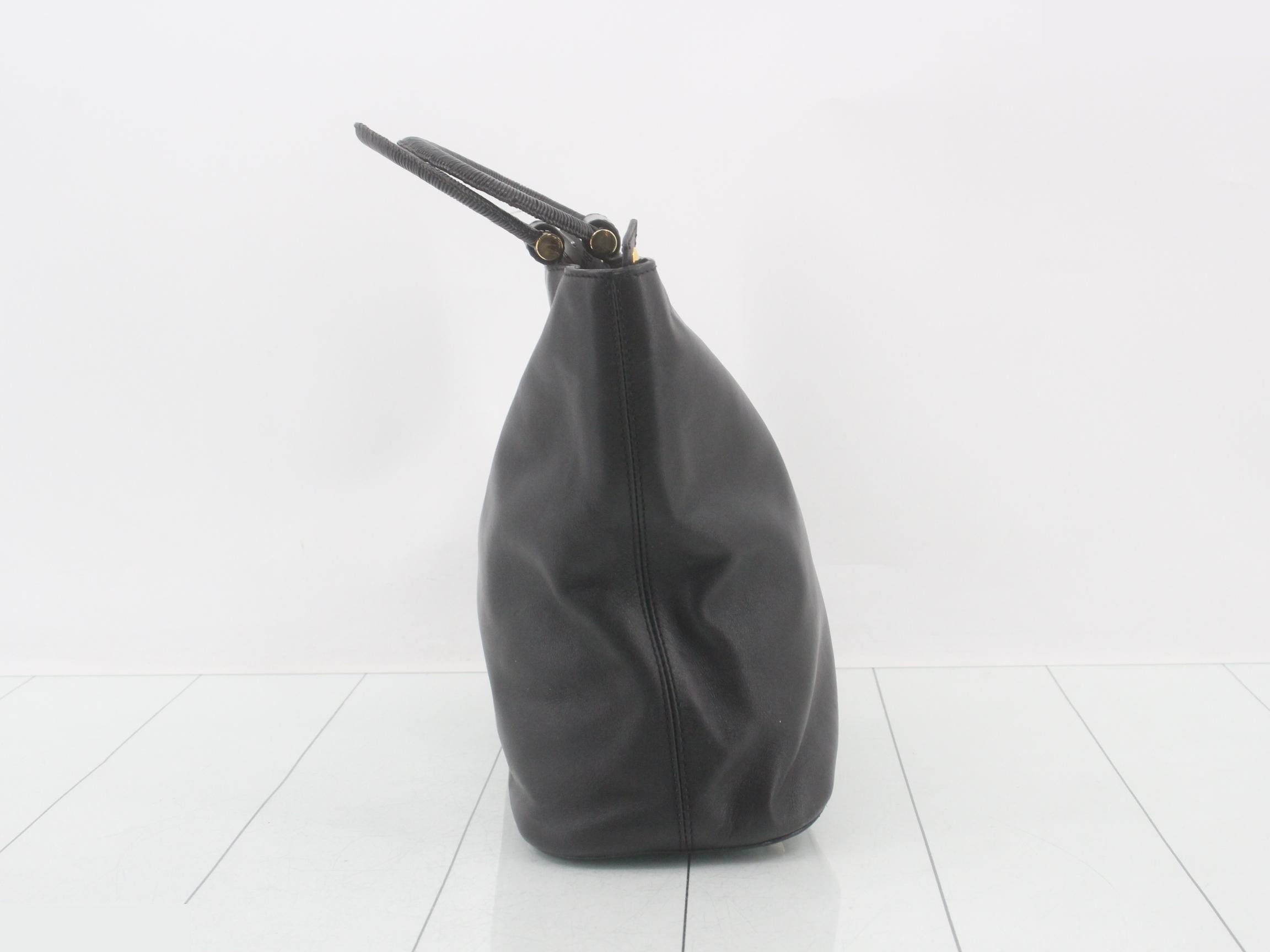 Leather handbag, black — view 3
