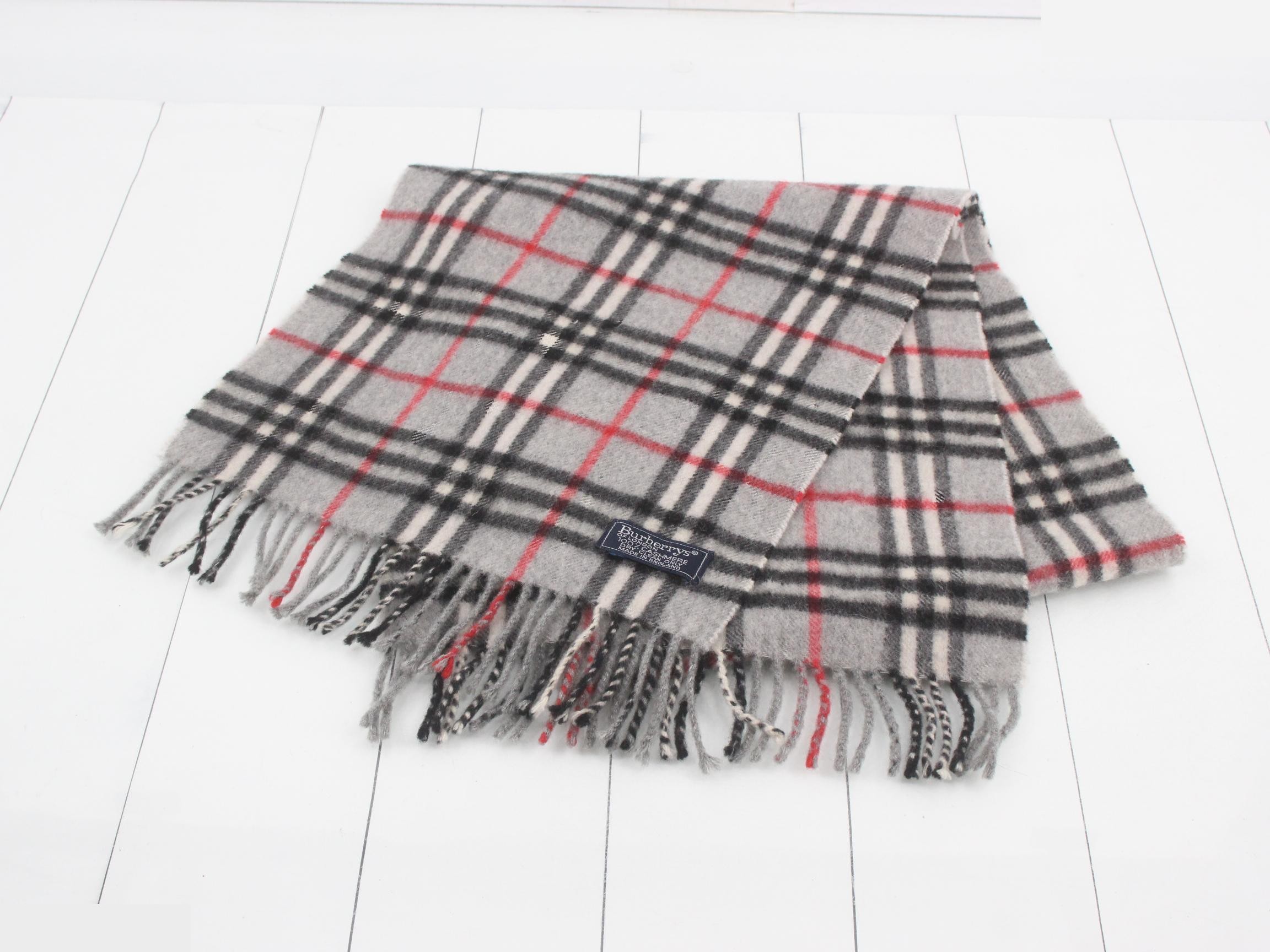 Nova Check Scarf, Gray, 100% Cashmere — view 2