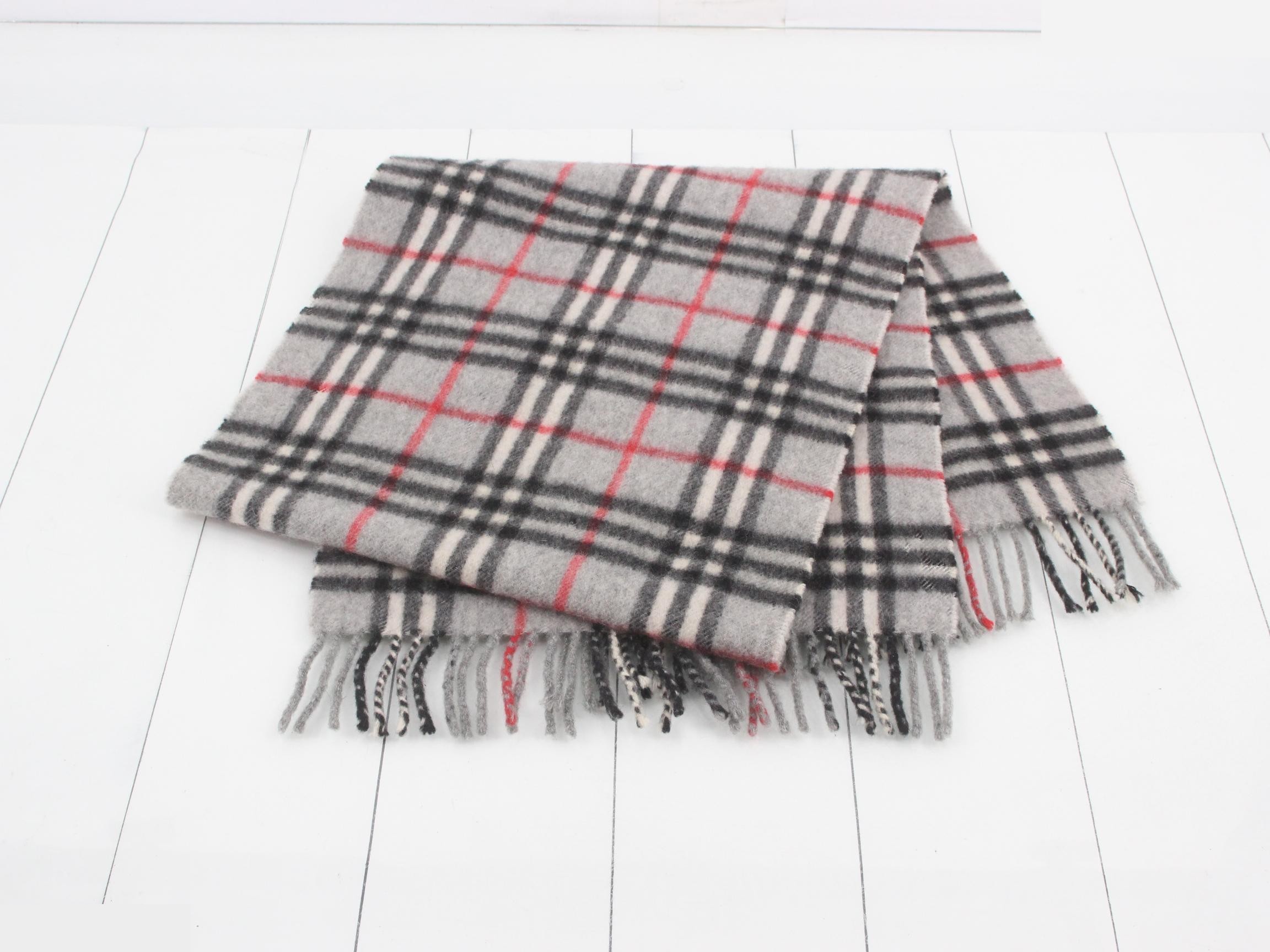 Nova Check Scarf, Gray, 100% Cashmere — view 3