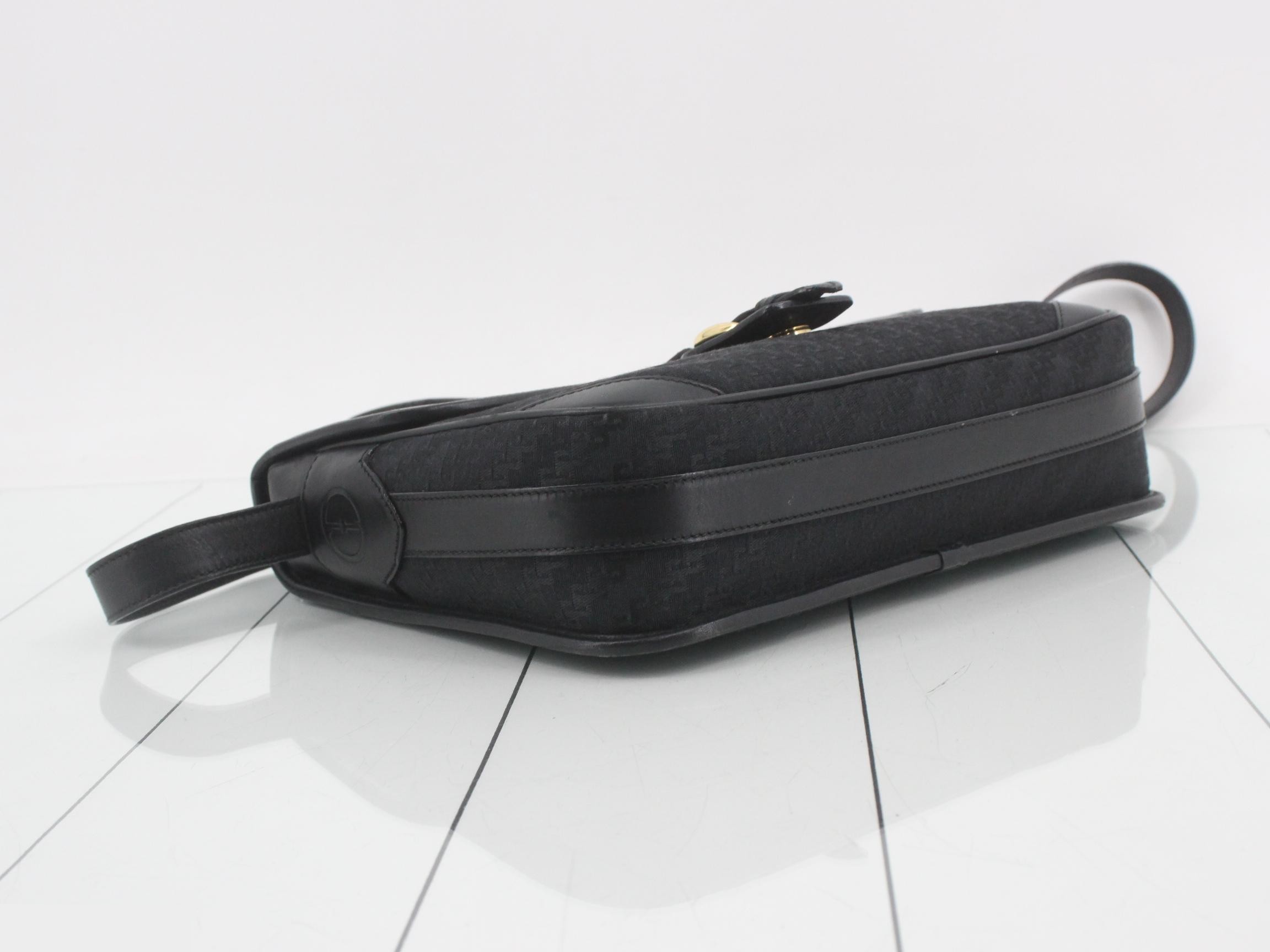 Canvas/Leather GG Pattern Shoulder Bag, Black — view 5