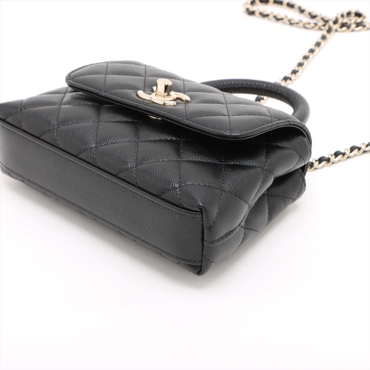 Coco Handle Mini Caviar Skin 2-Way Handbag, Black with Gold Hardware, Random Serial Number AP4244 — view 3