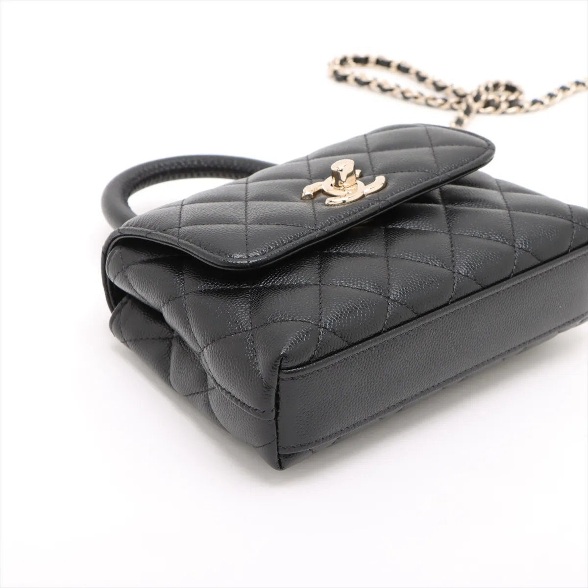 Coco Handle Mini Caviar Skin 2-Way Handbag, Black with Gold Hardware, Random Serial Number AP4244 — view 4