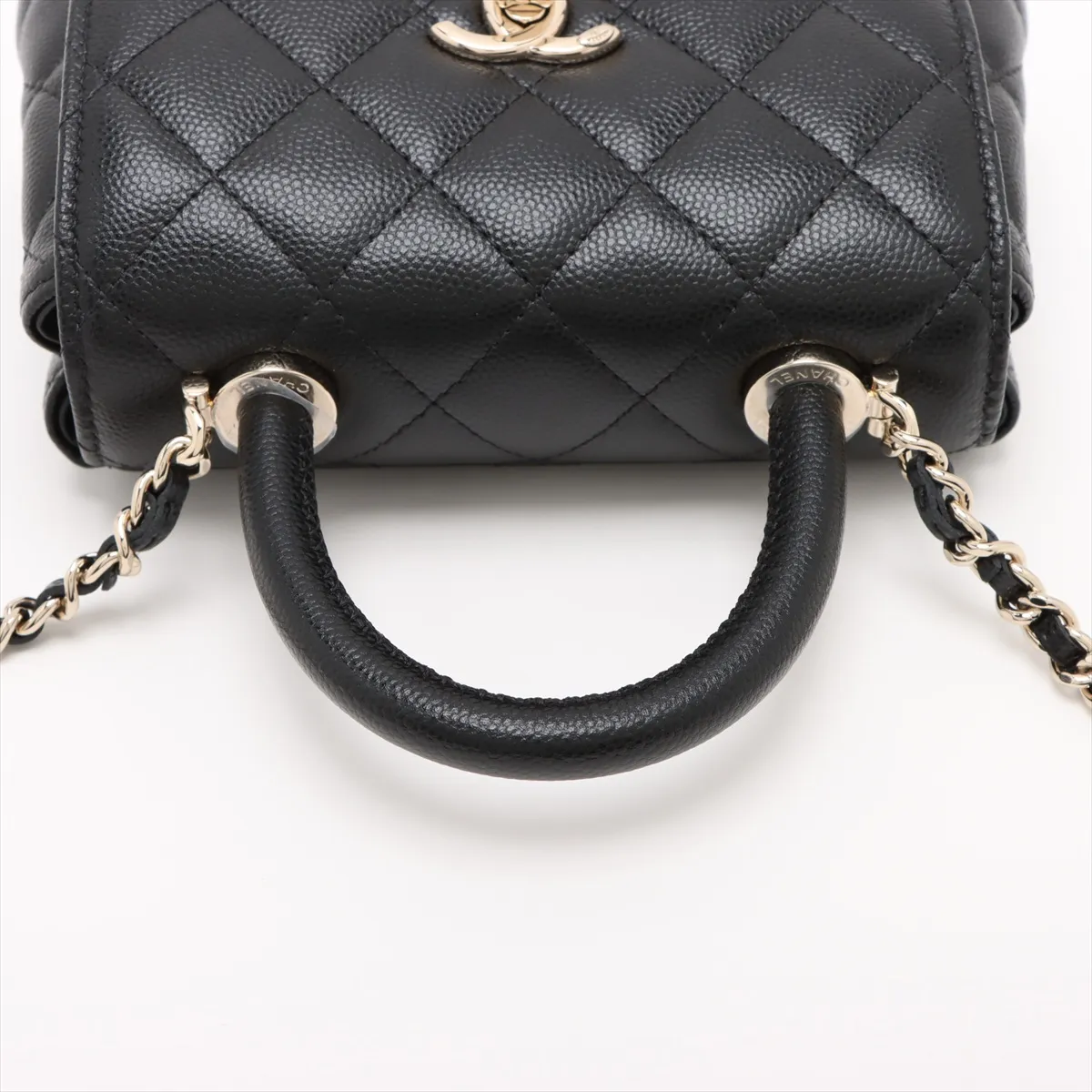 Coco Handle Mini Caviar Skin 2-Way Handbag, Black with Gold Hardware, Random Serial Number AP4244 — view 5