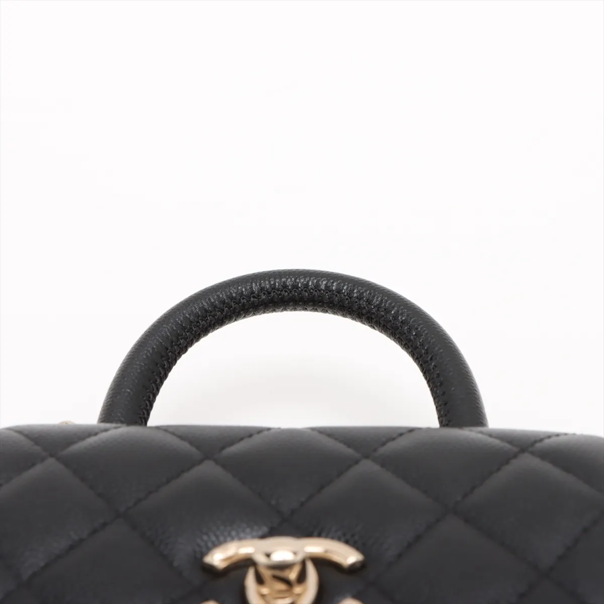 Coco Handle Mini Caviar Skin 2-Way Handbag, Black with Gold Hardware, Random Serial Number AP4244 — view 6
