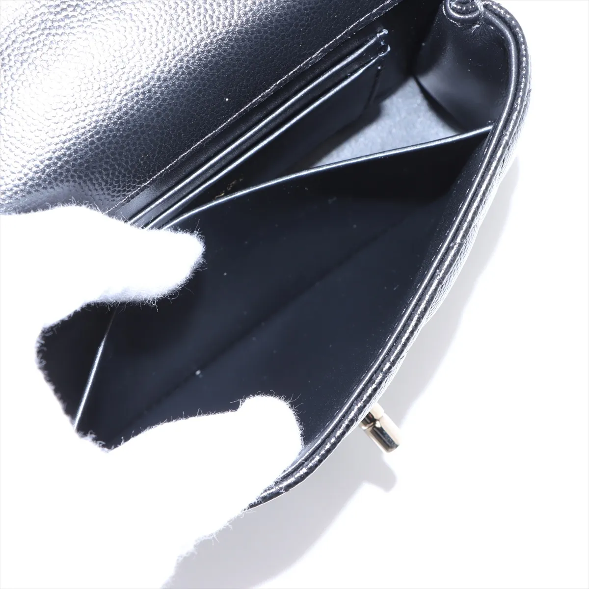 Coco Handle Mini Caviar Skin 2-Way Handbag, Black with Gold Hardware, Random Serial Number AP4244 — view 9