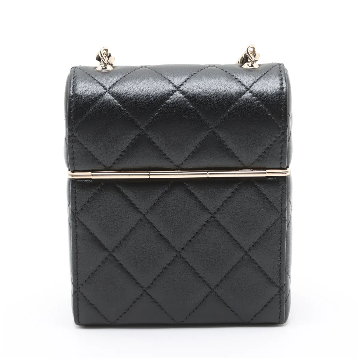 Matelasse Lambskin Chain Shoulder Bag Black Gold Hardware 32117162 No. 32 Mirror Included — view 2