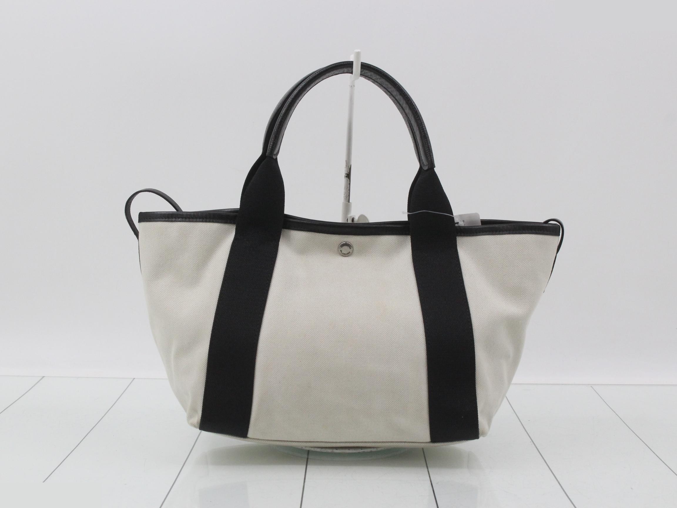 Biarritz tote bag, white, black, canvas, leather — view 2