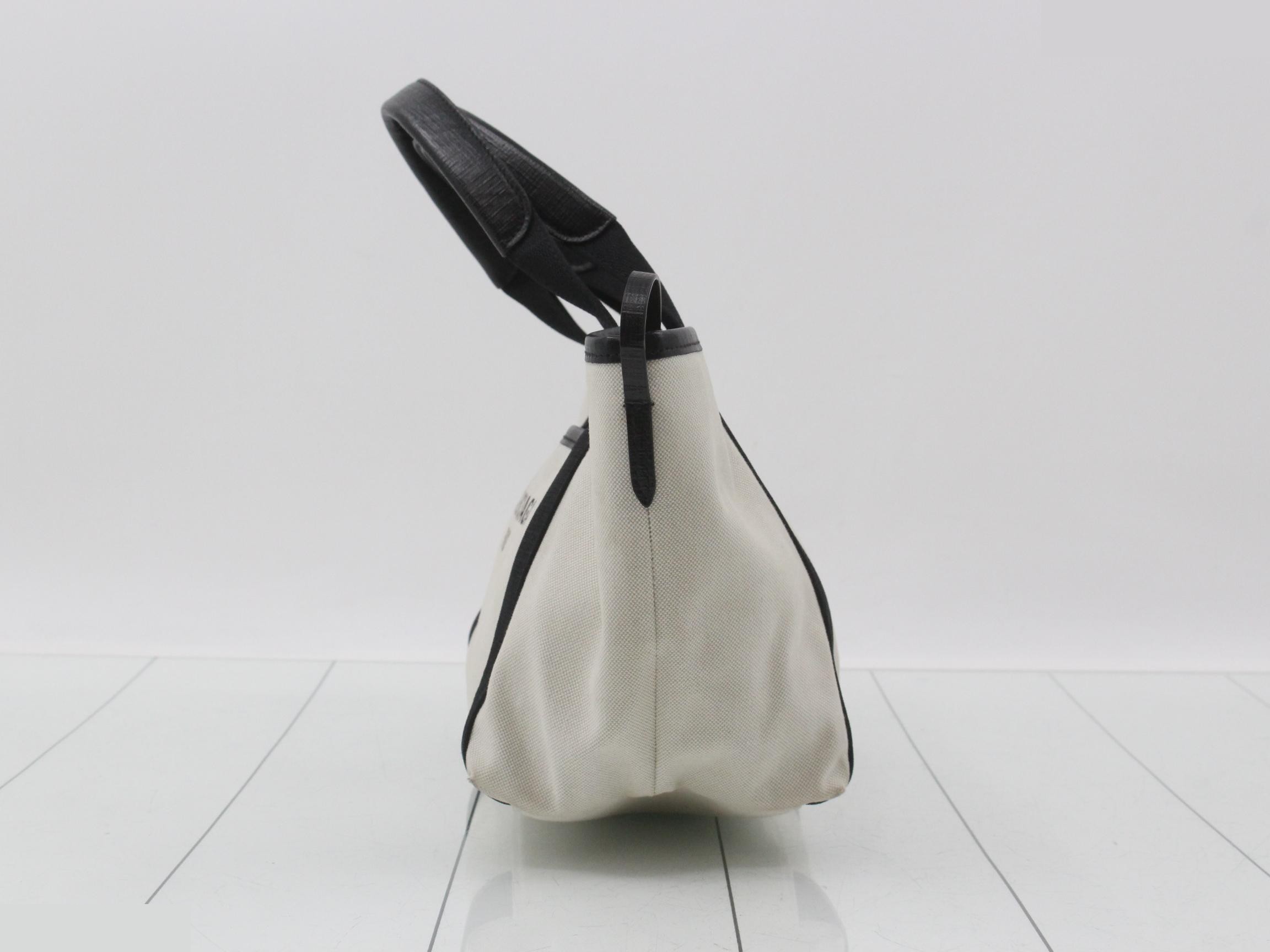 Biarritz tote bag, white, black, canvas, leather — view 3