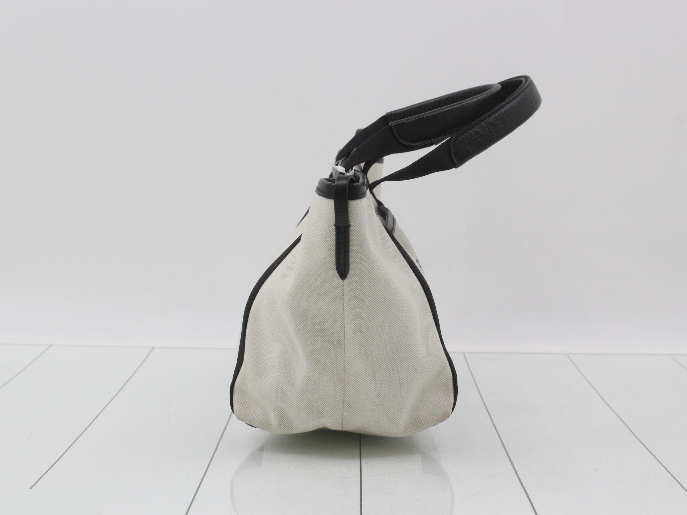 Biarritz tote bag, white, black, canvas, leather — view 4