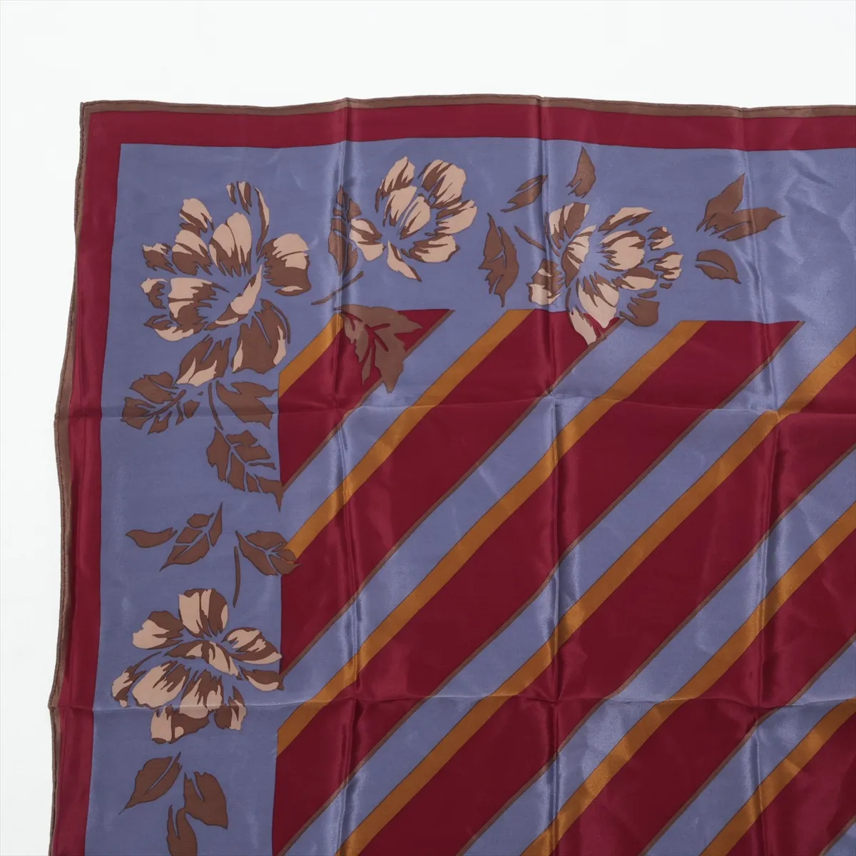 Scarf Silk Navy x Bordeaux Thread Fuzz Thread Wrinkle — view 2