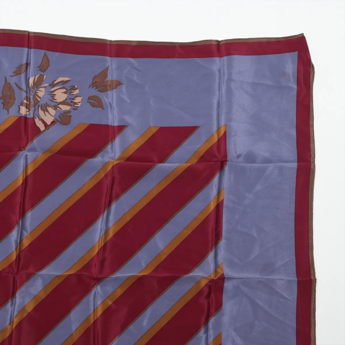 Scarf Silk Navy x Bordeaux Thread Fuzz Thread Wrinkle — view 3