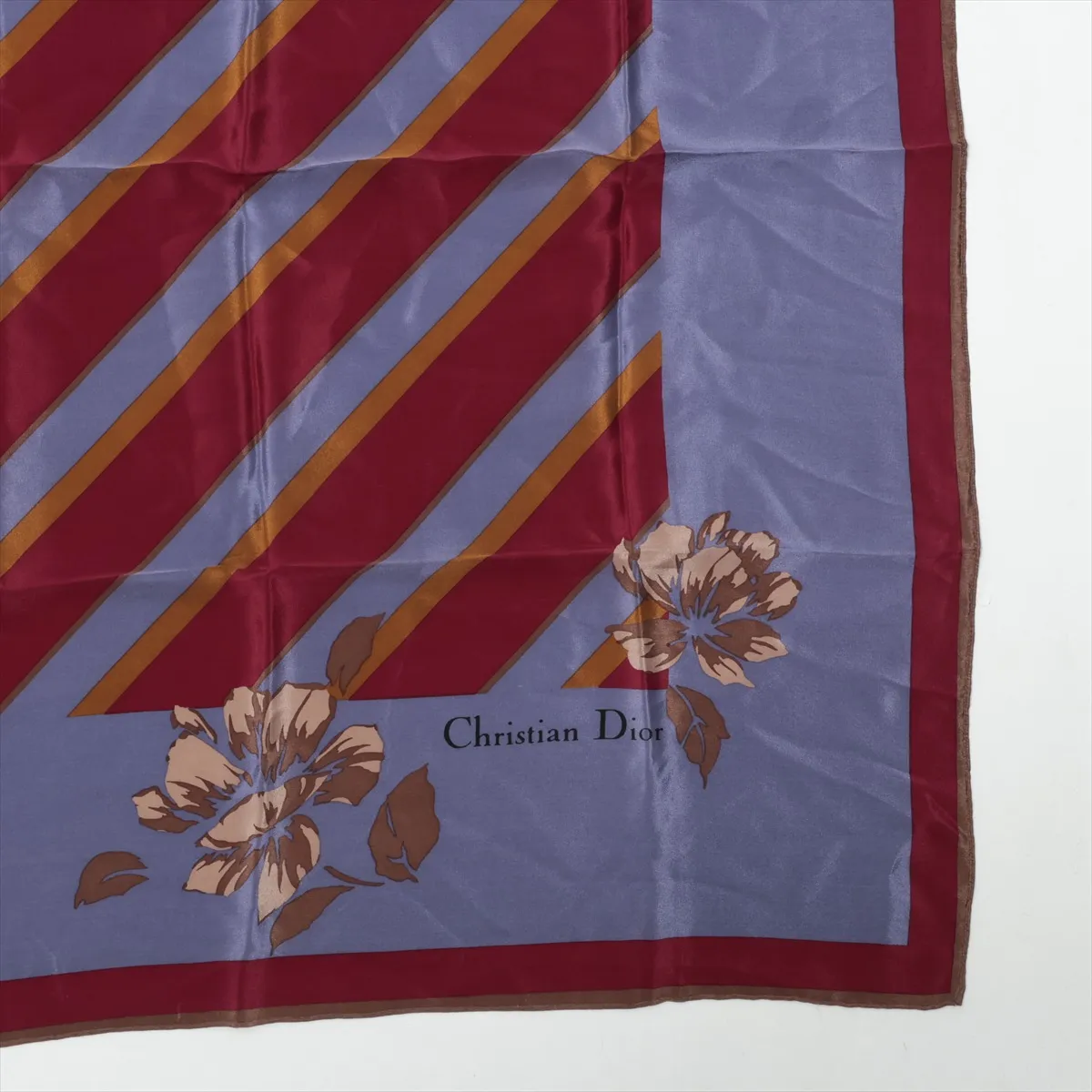 Scarf Silk Navy x Bordeaux Thread Fuzz Thread Wrinkle — view 4