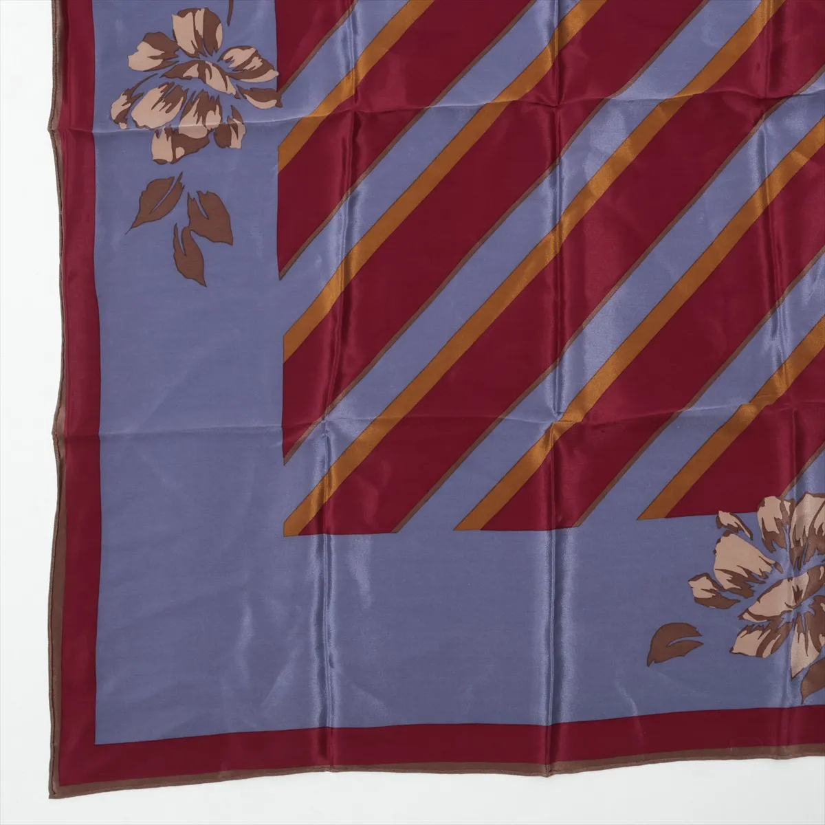 Scarf Silk Navy x Bordeaux Thread Fuzz Thread Wrinkle — view 5