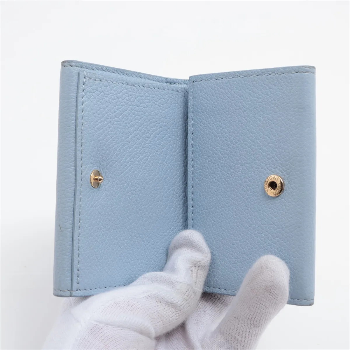 Taurillon Portefeuille Lock Mini M81348 (Serial Number Unknown) Blue Compact Wallet — view 4