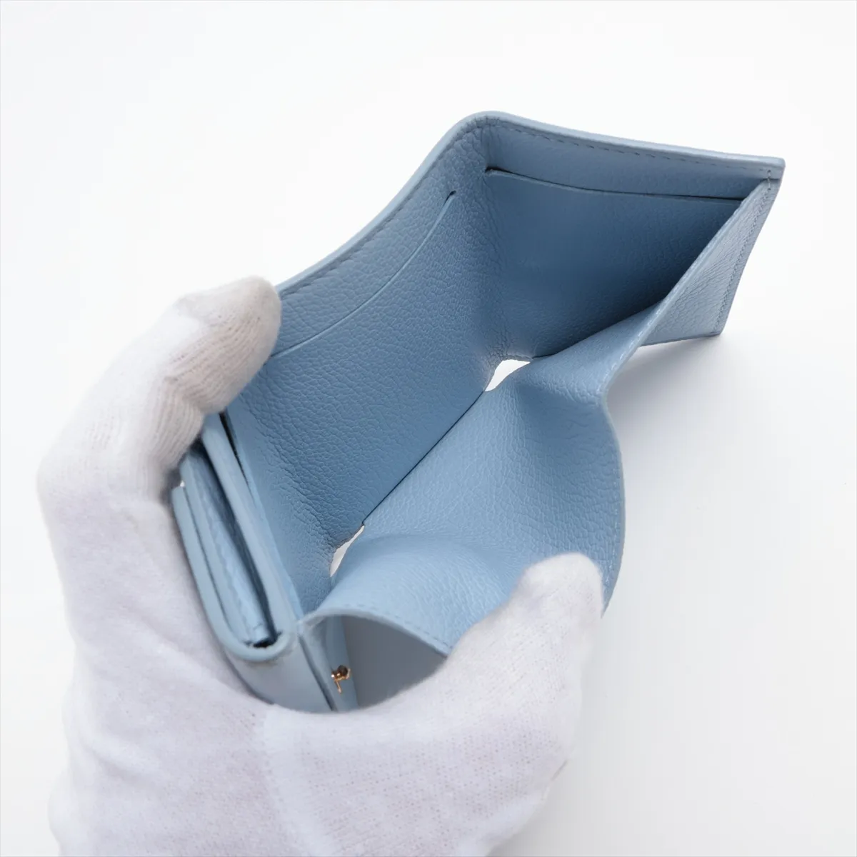 Taurillon Portefeuille Lock Mini M81348 (Serial Number Unknown) Blue Compact Wallet — view 6