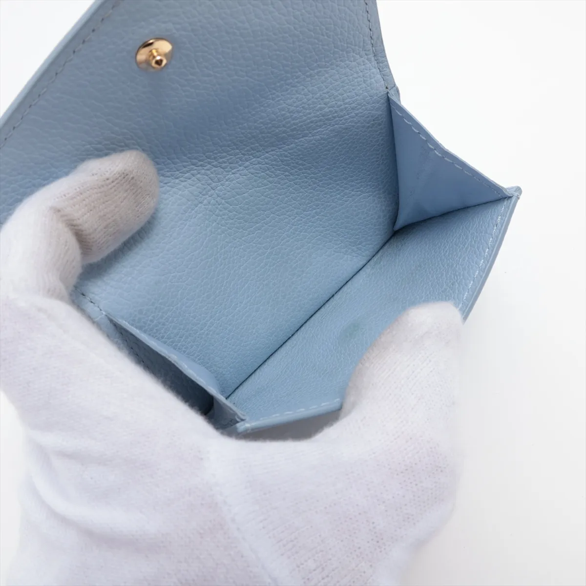 Taurillon Portefeuille Lock Mini M81348 (Serial Number Unknown) Blue Compact Wallet — view 7