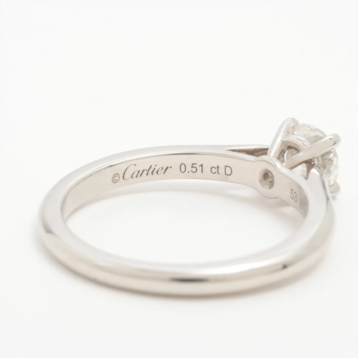 Solitaire 1895 Diamond Ring, Pt950, 4.8g, 0.51 diamonds per inch, size 53, WOW609, GIA No.2467626151 — view 3
