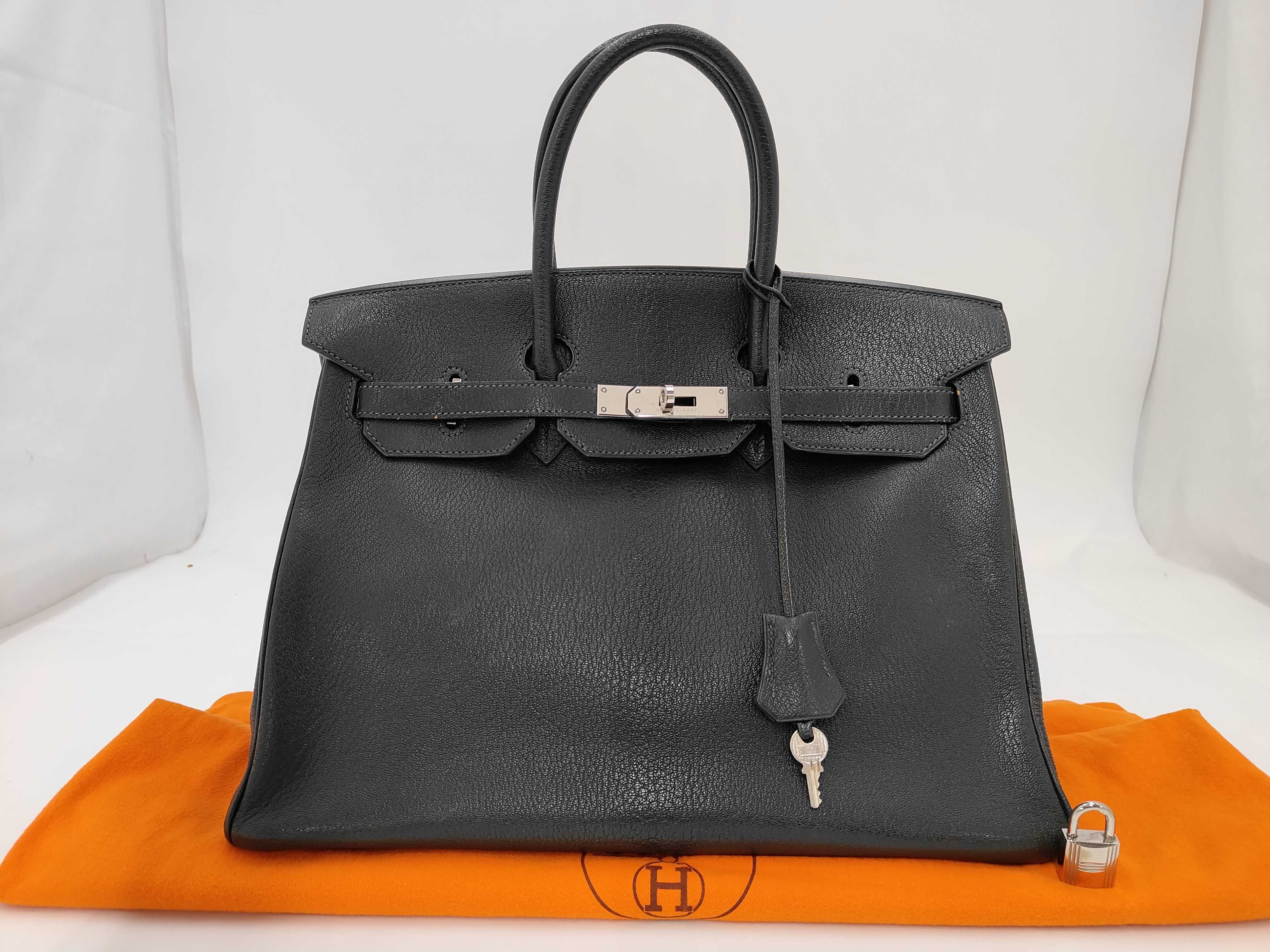 Birkin 35 Epsom leather, silver hardware, green, D stamp, handbag